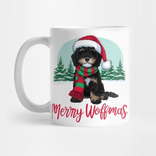 Black cavapoo maltipoo christmas dog Mug